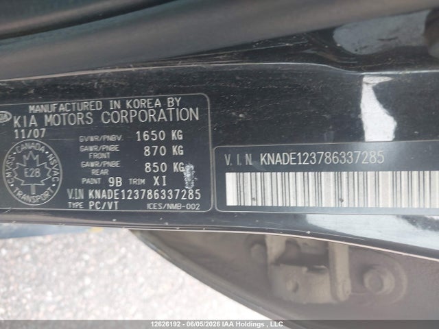 Aukcja sprzedaży 2008 Kia Rio, vin: KNADE123786337285, numer aukcji: 12626192