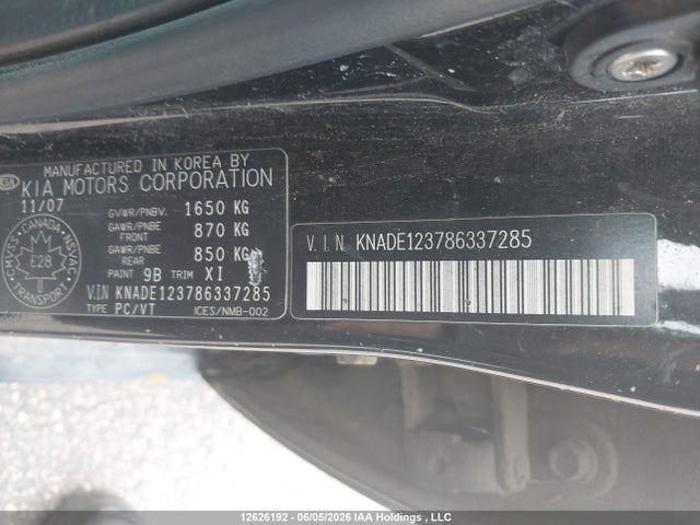 Aukcja sprzedaży 2008 Kia Rio, vin: KNADE123786337285, numer aukcji: 12626192