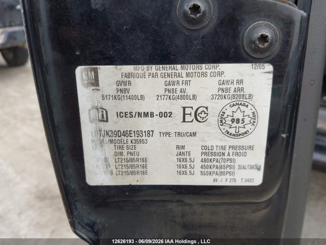 Aukcja sprzedaży 2006 Gmc New Sierra K3500, vin: 1GTJK39D46E193187, numer aukcji: 12626193