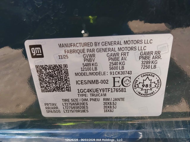 Aukcja sprzedaży 2026 Chevrolet Silverado K3500 Ltz, vin: 1GC4KUEY9TF176581, numer aukcji: 12626228