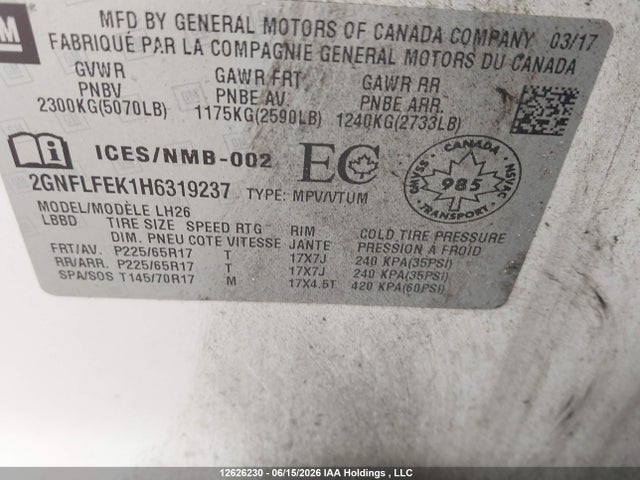 Chevrolet Equinox 2017 2GNFLFEK1H6319237 Image 9