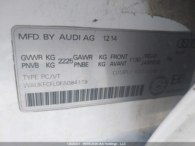 Продаж на аукціоні авто 2015 Audi A4 2.0t Technik Plus, vin: WAUKFCFL0FA084119, номер лоту: 12626231