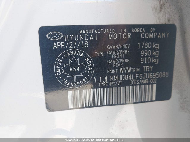 KMHD84LF6JU695088 Hyundai ELANTRA GL