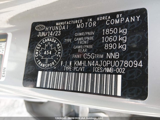 Aukcja sprzedaży 2023 Hyundai Elantra Hybrid, vin: KMHLN4AJ0PU078094, numer aukcji: 12626245
