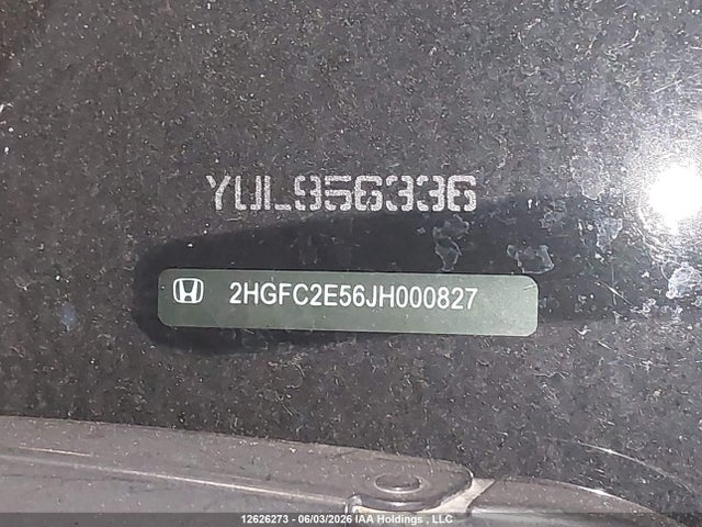 2018 Honda Civic Lx მანქანა იყიდება აუქციონზე, vin: 2HGFC2E56JH000827, აუქციონის ნომერი: 12626273