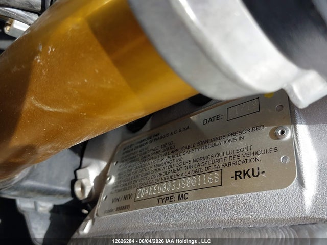 2018 Aprilia Rsv 4 Rf მანქანა იყიდება აუქციონზე, vin: ZD4KEU003JS001168, აუქციონის ნომერი: 12626284