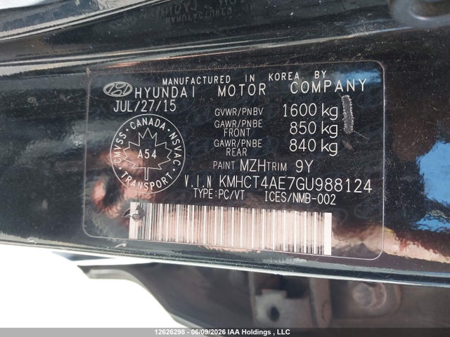 KMHCT4AE7GU988124 Hyundai ACCENT SE