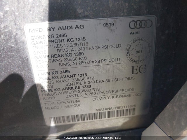 WA1ANAFY9K2111625 Audi Q5 PREMIUM