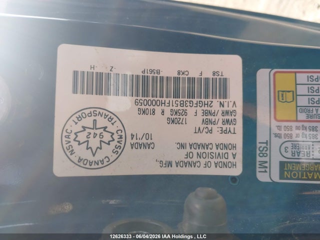 2HGFG3B51FH000059 Honda Civic
