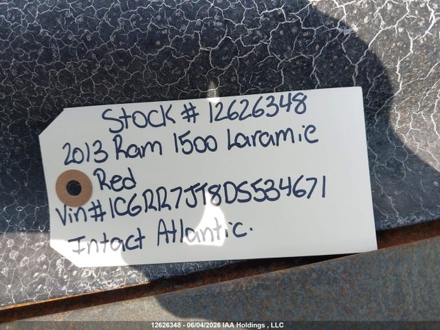 Продажа на аукционе авто 2013 Ram 1500 Laramie, vin: 1C6RR7JT8DS534671, номер лота: 12626348