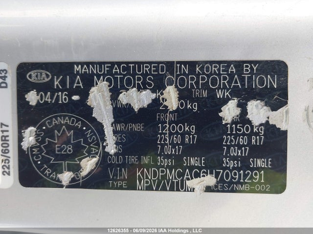 KNDPMCAC6H7091291 KIA Sportage