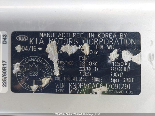 KNDPMCAC6H7091291 KIA Sportage