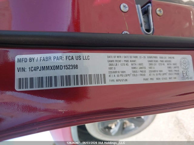 Продажа на аукционе авто 2021 Jeep Cherokee Latitude Lux, vin: 1C4PJMMX0MD152398, номер лота: 12626367