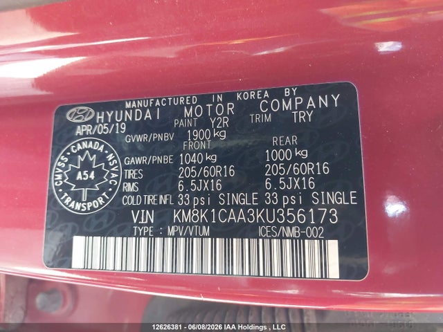 Hyundai Kona Se 2019 KM8K1CAA3KU356173 Image 9