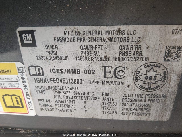 Chevrolet Traverse Ls 2014 1GNKVFED4EJ135001 Image 18