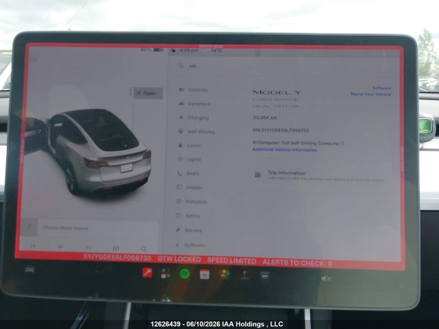 12626439 :رقم المزاد ، 5YJYGDEE6LF059733 vin ، 2020 Tesla Model Y Long Range مزاد بيع