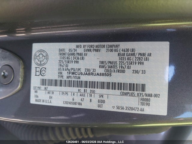 Ford Escape Platinum 2024 1FMCU9JA8RUA88505 Image 9