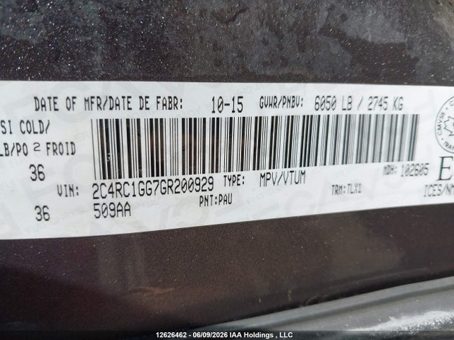 2C4RC1GG7GR200929 Chrysler Town &amp; Country