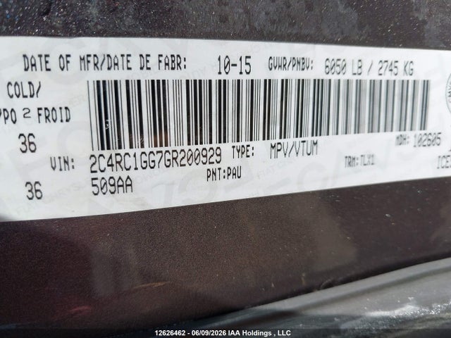 2C4RC1GG7GR200929 Chrysler Town &amp; Country
