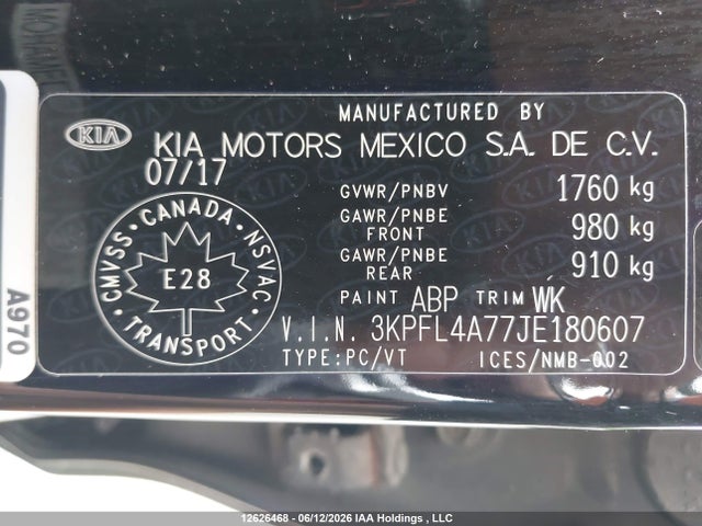 Продажа на аукционе авто 2018 Kia Forte Lx/s, vin: 3KPFL4A77JE180607, номер лота: 12626468