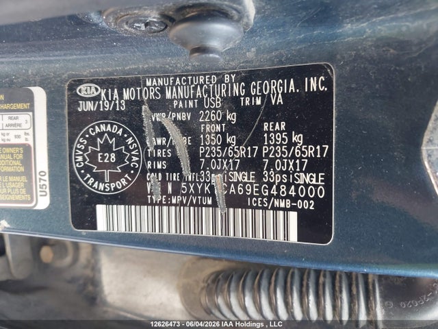 Auction sale of the 2014 Kia Sorento, vin: 5XYKTCA69EG484000, lot number: 12626473