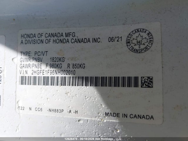 Honda Civic 2022 2HGFE1F96NH002010 Image 9