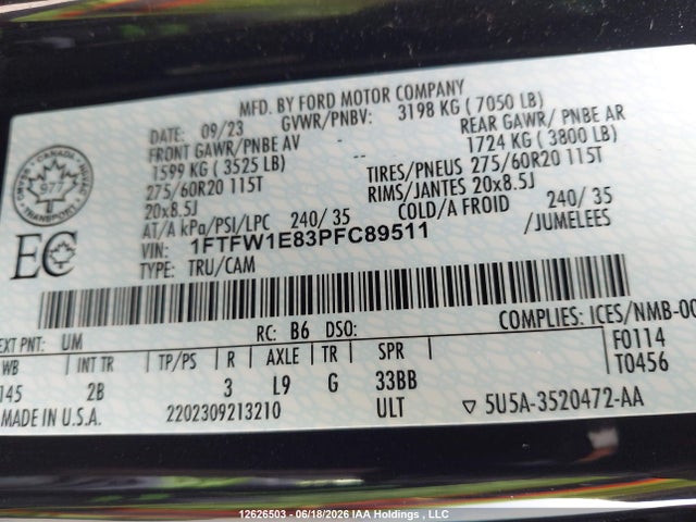 Ford F150 Supercrew 2023 1FTFW1E83PFC89511 Image 18