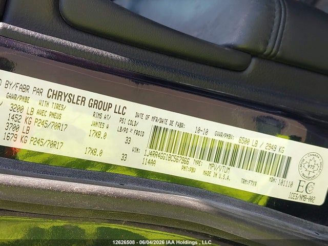 Продажа на аукционе авто 2011 Jeep Grand Cherokee, vin: 1J4RR4GG1BC567966, номер лота: 12626508