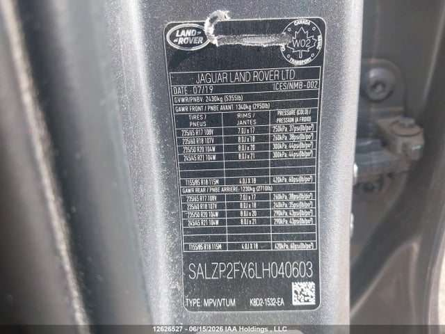 Land Rover Range Rover Evoque Se 2020 SALZP2FX6LH040603 Image 20