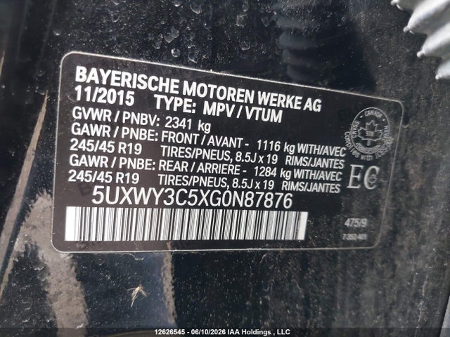 5UXWY3C5XG0N87876 BMW X3 Xdrive28d