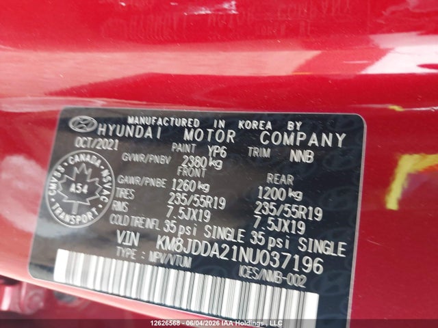 KM8JDDA21NU037196 Hyundai Tucson Luxury/ultimate