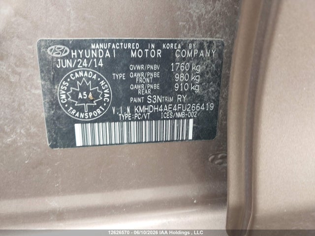 Продаж на аукціоні авто 2015 Hyundai Elantra, vin: KMHDH4AE4FU266419, номер лоту: 12626570