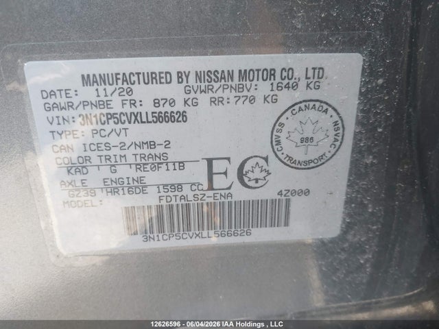 Nissan KICKS SV 2020 3N1CP5CVXLL566626 Image 18