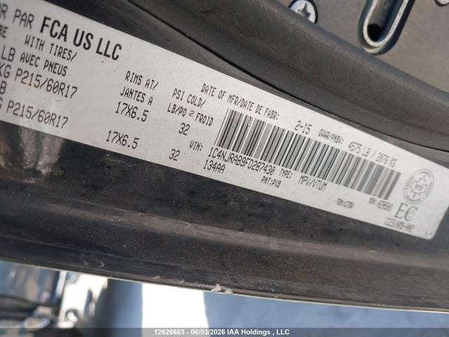 12626603 :رقم المزاد ، 1C4NJRAB9FD287430 vin ، 2015 Jeep Patriot مزاد بيع