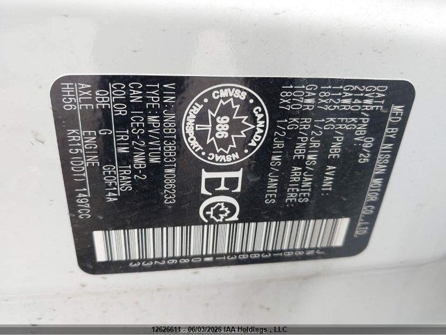 2026 Nissan Rogue Dark Armor/rock Creek/sv მანქანა იყიდება აუქციონზე, vin: JN8BT3BB3TW086233, აუქციონის ნომერი: 12626611