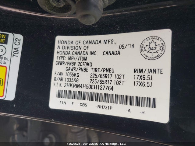 Honda CR-V EX 2014 2HKRM4H50EH127764 Image 9