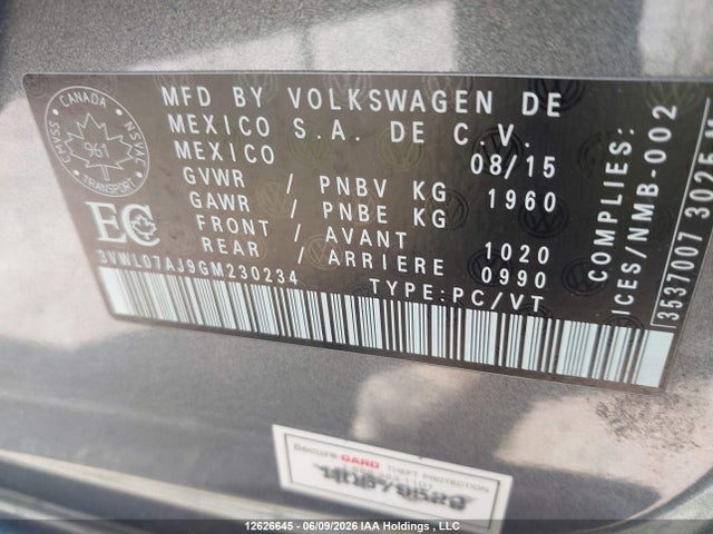 3VWL07AJ9GM230234 Volkswagen Jetta 1.8 Tsi Comfortline/1.8 Tsi Highline