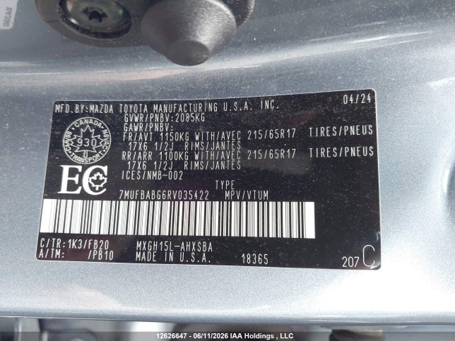 Aukcja sprzedaży 2024 Toyota Corolla Cross Hybrid Se, vin: 7MUFBABG6RV035422, numer aukcji: 12626647