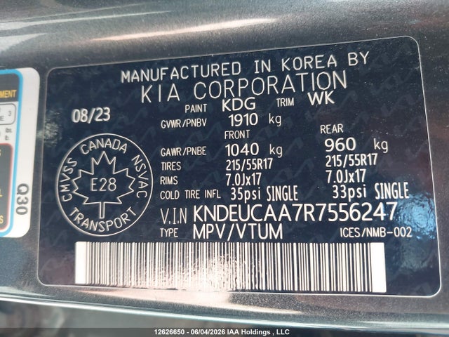 2024 Kia Seltos მანქანა იყიდება აუქციონზე, vin: KNDEUCAA7R7556247, აუქციონის ნომერი: 12626650