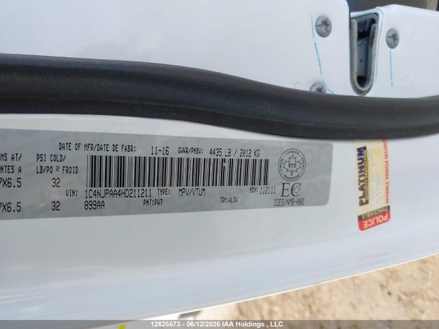 Продаж на аукціоні авто 2017 Jeep Patriot Sport/north, vin: 1C4NJPAA4HD211211, номер лоту: 12626673