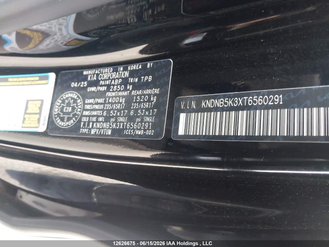 12626675 :رقم المزاد ، KNDNB5K3XT6560291 vin ، 2026 Kia A3 مزاد بيع