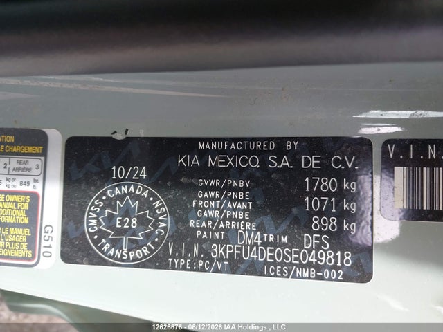 3KPFU4DE0SE049818 KIA K4 Ex/ex+