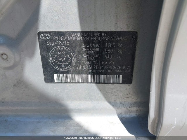2016 Hyundai Elantra Gl მანქანა იყიდება აუქციონზე, vin: 5NPDH4AE4GH763972, აუქციონის ნომერი: 12626680