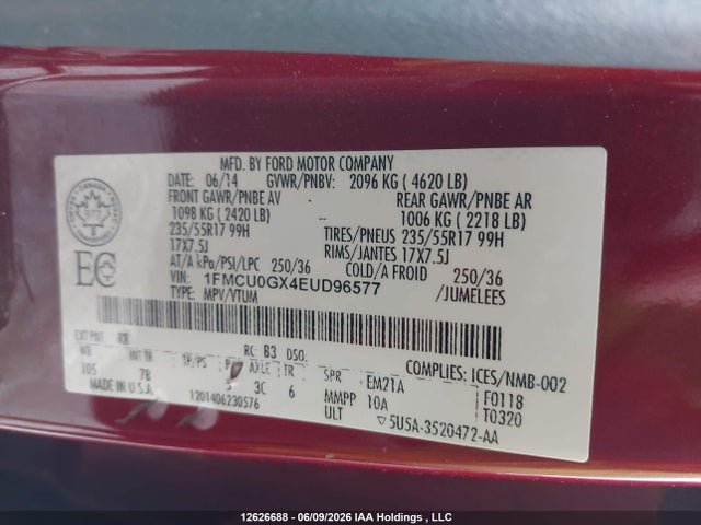 1FMCU0GX4EUD96577 Ford ESCAPE SE