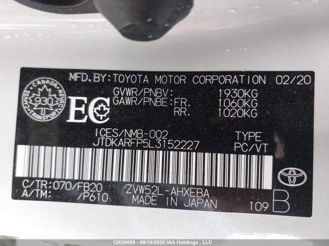 JTDKARFP5L3152227 Toyota PRIUS PRIME