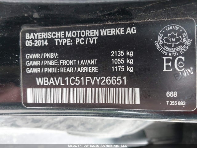 Продажа на аукционе авто 2015 Bmw X1 Xdrive28i, vin: WBAVL1C51FVY26651, номер лота: 12626717