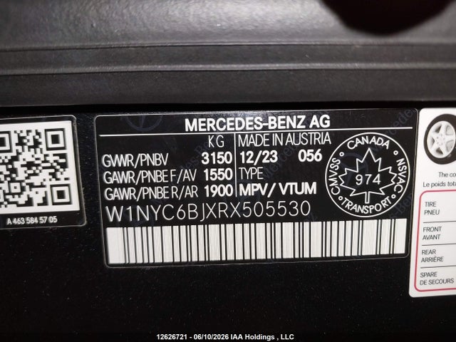 Aukcja sprzedaży 2024 Mercedes-benz G 550, vin: W1NYC6BJXRX505530, numer aukcji: 12626721
