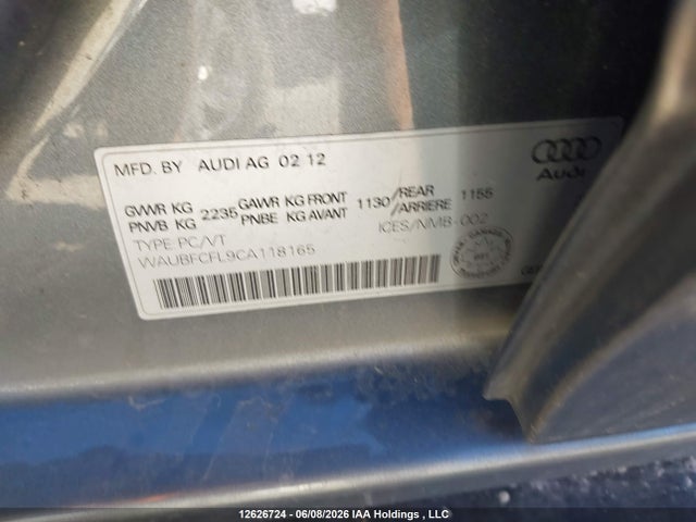Aukcja sprzedaży 2012 Audi A4 2.0t, vin: WAUBFCFL9CA118165, numer aukcji: 12626724