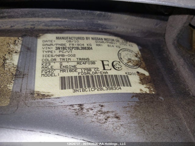 Продаж на аукціоні авто 2011 Nissan Versa S/sl, vin: 3N1BC1CP2BL398304, номер лоту: 12626737