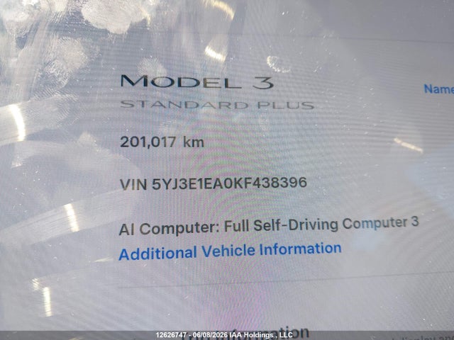 Tesla Model 3 Long Range/mid Range/standard Range/standard Range Plus 2019 5YJ3E1EA0KF438396 Image 15